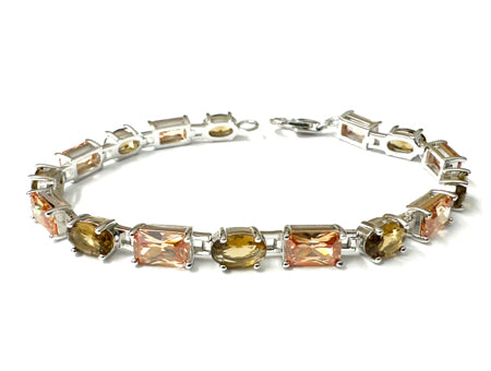 Champagne/Smokey Quartz Silver Bracelet