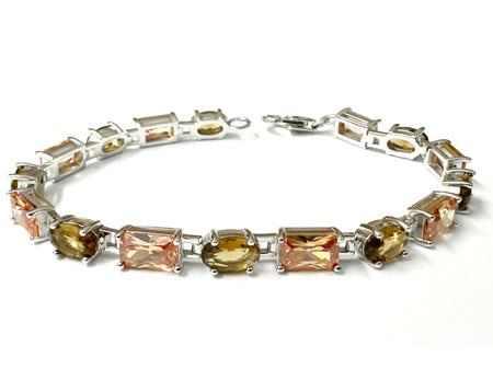 Champagne/Smokey Quartz Silver Bracelet
