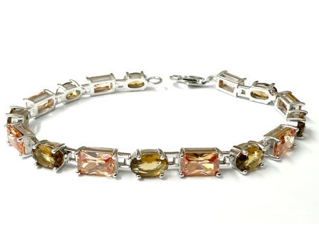 Champagne/Smokey Quartz Silver Bracelet