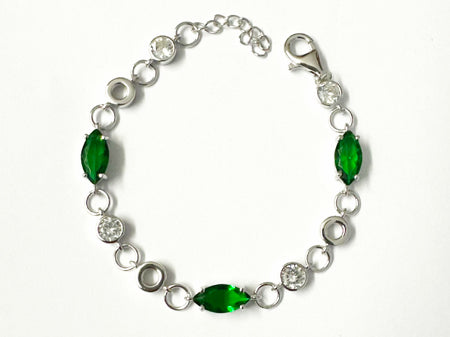 Emerald Cubic Zirconia Silver Bracelet