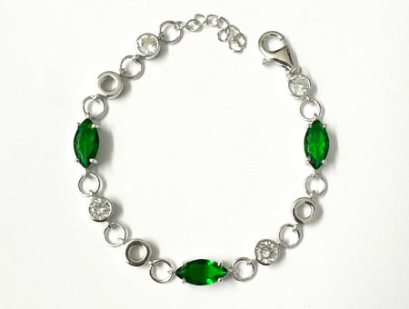 Emerald Cubic Zirconia Silver Bracelet