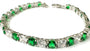 A White And Emerald Cubic Zirconia Tennis 5mm stone Claw set Silver Bracelet
