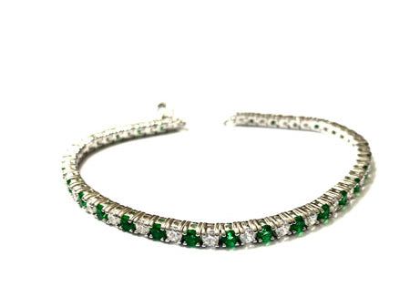 Emerald Cubic Zirconia Claw Set Tennis Bracelet