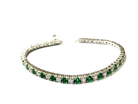 Emerald Cubic Zirconia Claw Set Tennis Bracelet