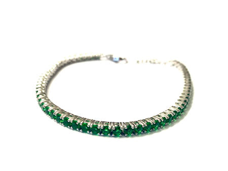 Emerald Cubic Zirconia Claw Set Tennis Bracelet