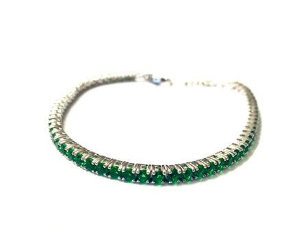 Emerald Cubic Zirconia Claw Set Tennis Bracelet