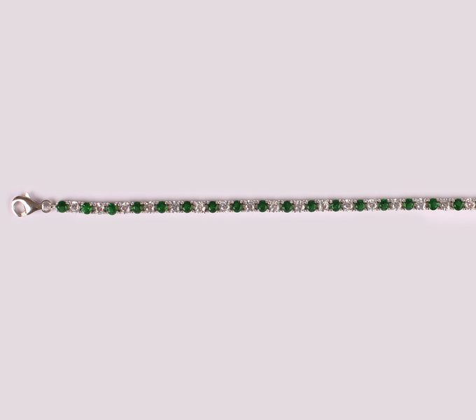 Emerald Cubic Zirconia Claw Set Tennis Bracelet