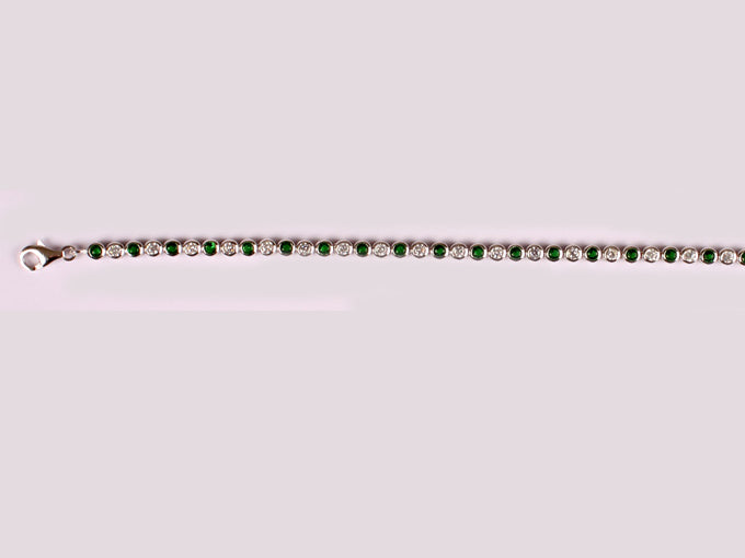 Emerald Cubic Zirconia Rubover Set Tennis Bracelet
