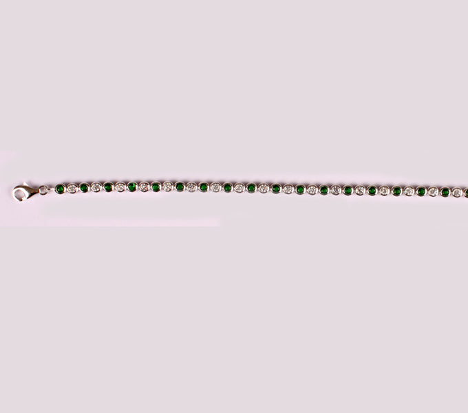 Emerald Cubic Zirconia Rubover Set Tennis Bracelet