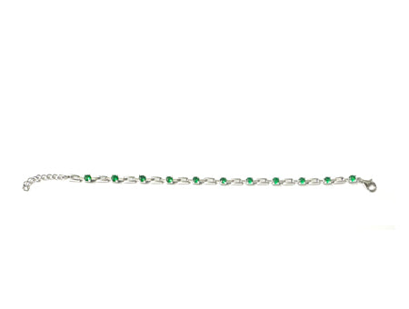Emerald Cubic Zirconia Silver Bracelet