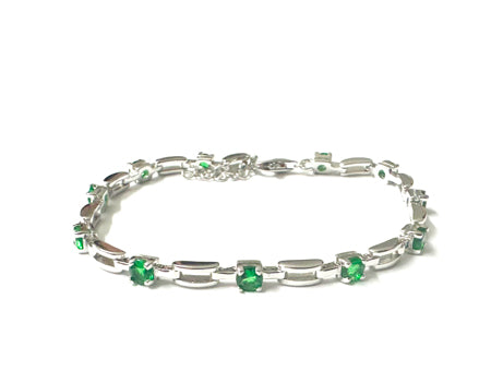 Emerald Cubic Zirconia Silver Bracelet