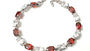 Garnet & White Cubic Zirconia Silver Bracelet