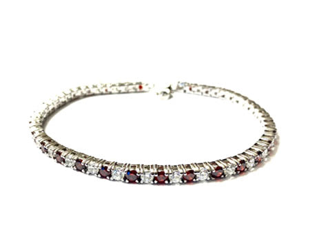 Garnet Cubic Zirconia Claw Set Tennis Bracelet