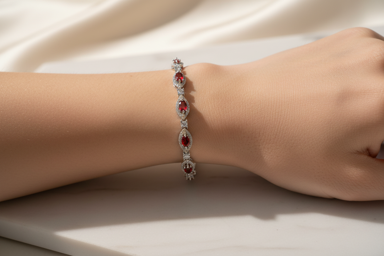 Garnet Cubic Zirconia Bracelet