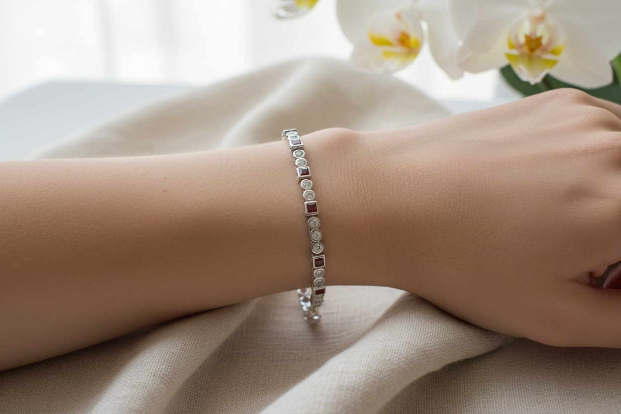 Garnet Cubic Zirconia Bracelet