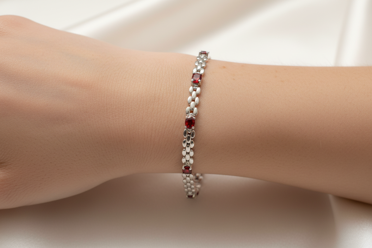 Garnet Cubic Zirconia Bracelet