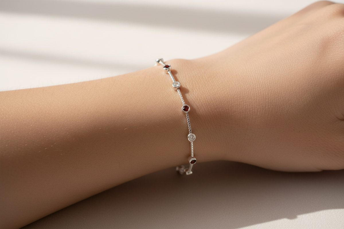 Garnet Cubic Zirconia Bracelet