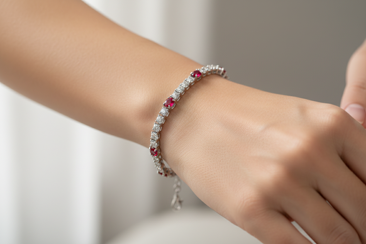 Garnet Cubic Zirconia Bracelet