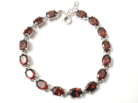Garnet Cubic Zirconia Silver Bracelet