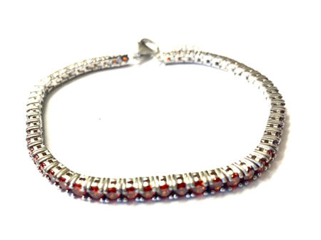 Garnet Cubic Zirconia Claw Set Tennis Bracelet