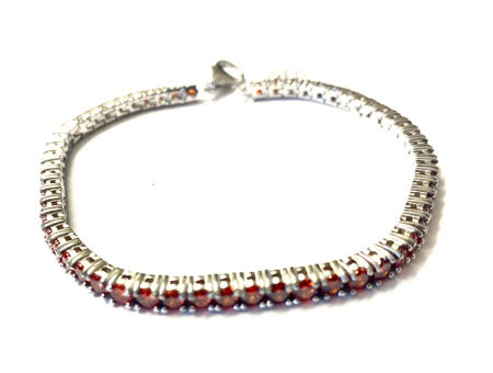 Garnet Cubic Zirconia Claw Set Tennis Bracelet