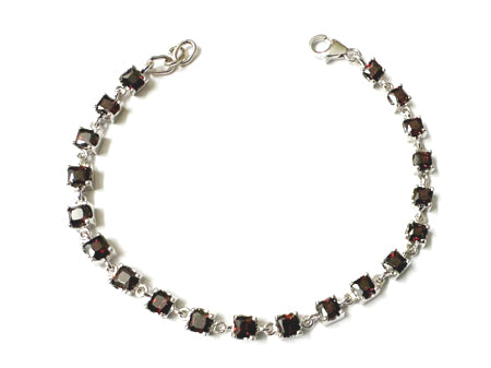 Garnet Cubic Zirconia Silver Bracelet