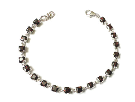 Garnet Cubic Zirconia Silver Bracelet