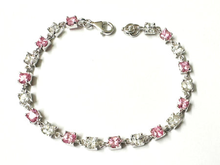 Pink & White Cubic Zirconia Bracelet