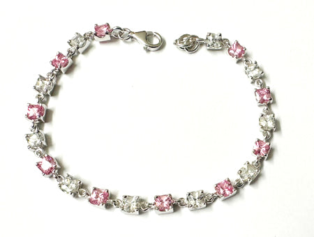 Pink & White Cubic Zirconia Bracelet