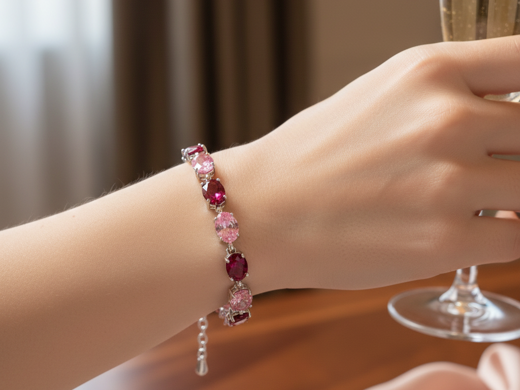 Pink & Ruby Cubic Zirconia Bracelet
