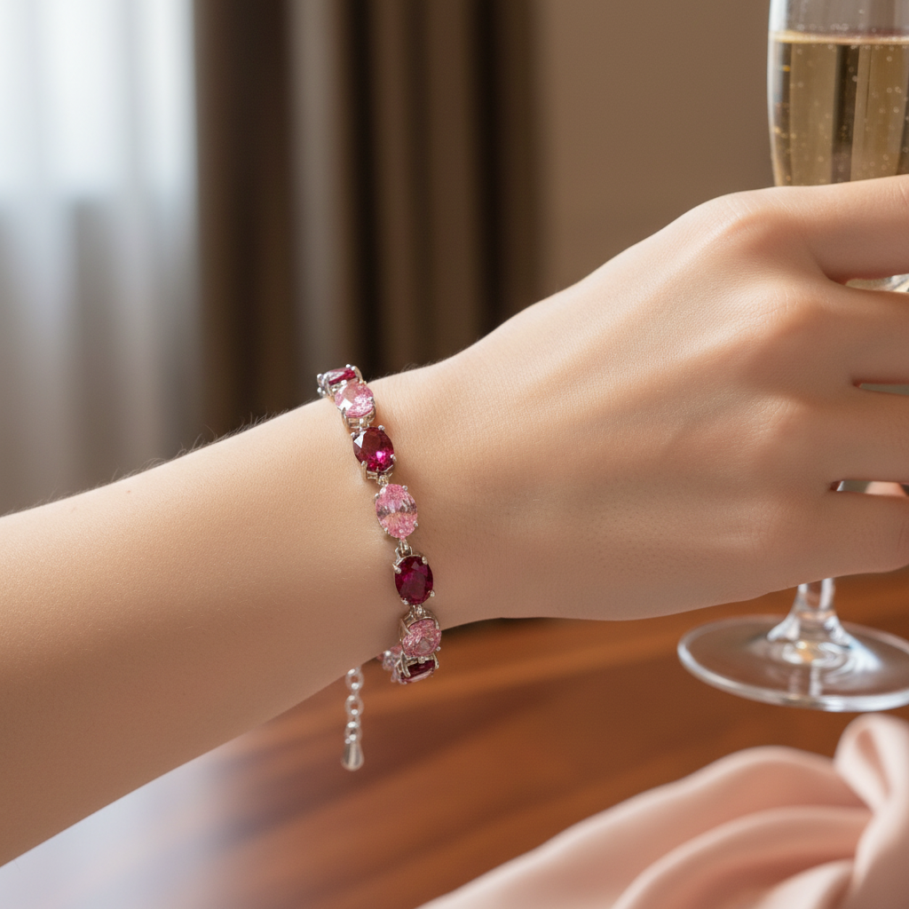 Pink & Ruby Cubic Zirconia Bracelet