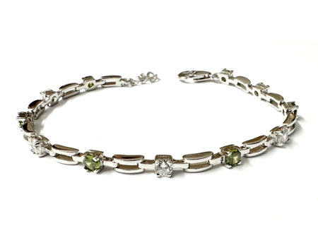 Peridot Cubic Zirconia Silver Bracelet