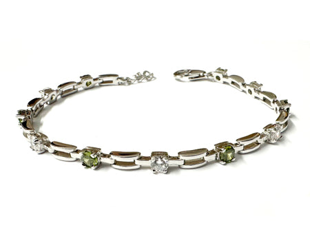 Peridot Cubic Zirconia Silver Bracelet