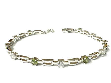 Peridot Cubic Zirconia Silver Bracelet