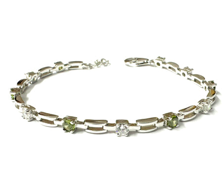 Peridot Cubic Zirconia Silver Bracelet