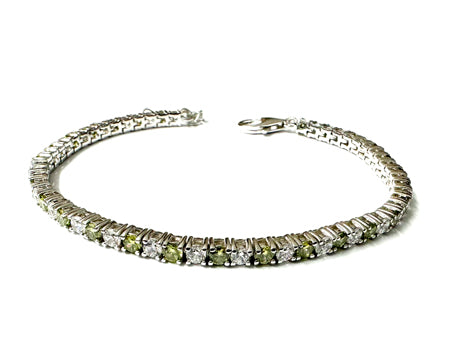 Peridot And White Cubic Zirconia Silver Bracelet