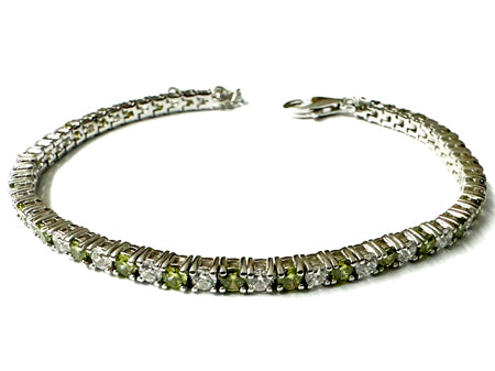 Peridot And White Cubic Zirconia Silver Bracelet