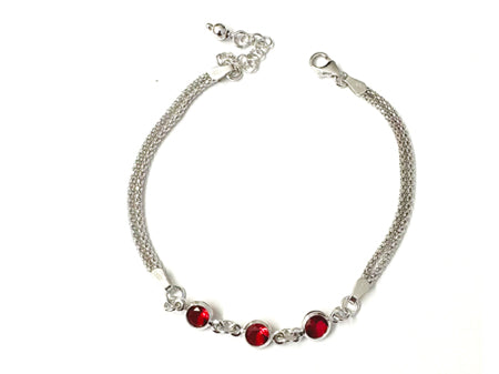 Ruby Cubic Zirconia Silver Bracelet