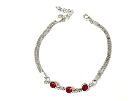 Ruby Cubic Zirconia Silver Bracelet