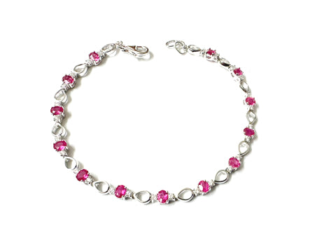 Ruby and White Cubic Zirconia Bracelet