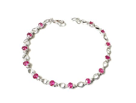 Ruby and White Cubic Zirconia Bracelet