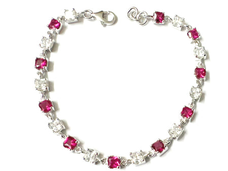 Ruby & White Cubic Zirconia Bracelet