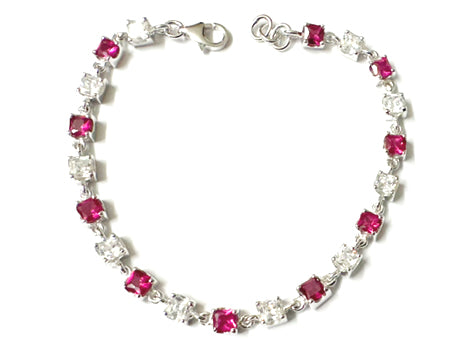 Ruby & White Cubic Zirconia Bracelet