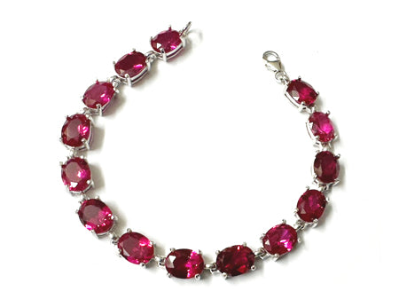 Ruby Cubic Zirconia Silver Bracelet