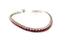 Ruby Cubic Zirconia Claw Set Tennis Silver 3mm Stone Bracelet