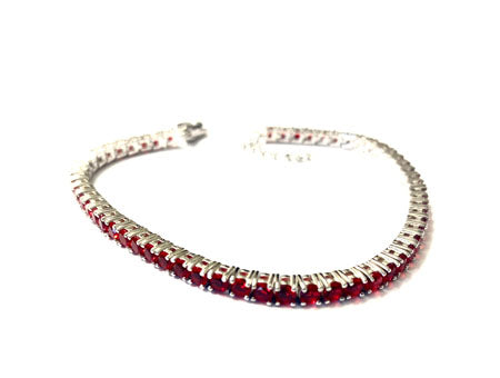 Ruby Cubic Zirconia Claw Set Tennis Silver 3mm Stone Bracelet