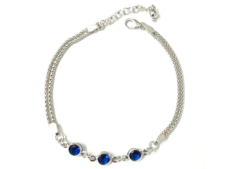 Sapphire Cubic Zirconia Silver Bracelet