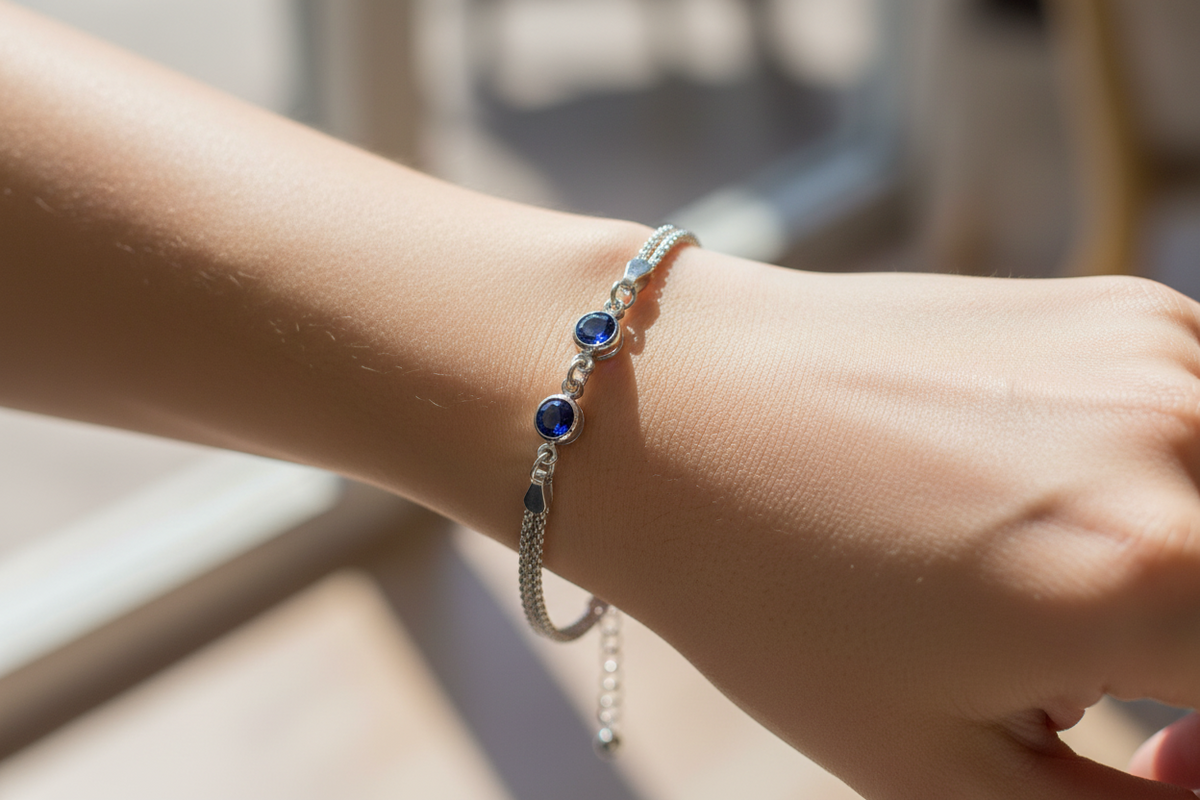 Sapphire Cubic Zirconia Silver Bracelet