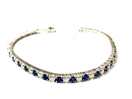 Sapphire Cubic Zirconia Claw Set Tennis Bracelet