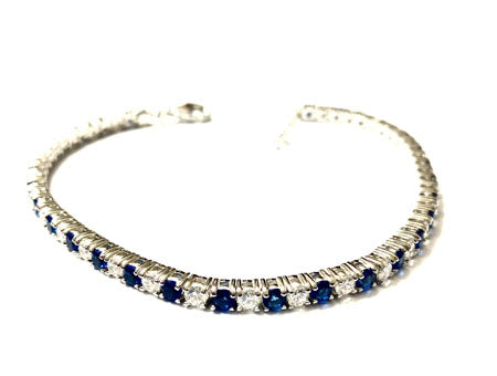 Sapphire Cubic Zirconia Claw Set Tennis Bracelet